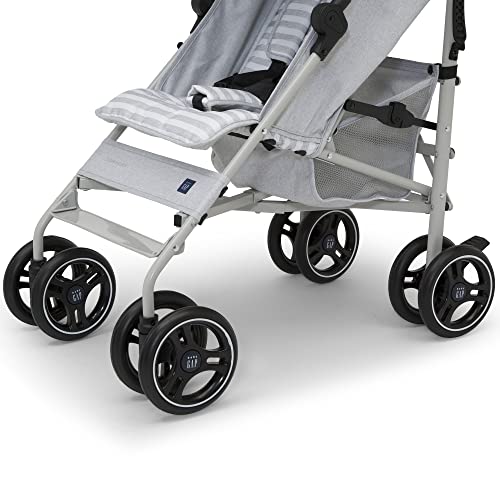 babyGap Classic Stroller - Lightweight Stroller with Recline, Compact Fold & Removable Parent Organizer - Made with Sustainable Materials, Grey Stripes - image 9