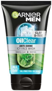 Garnier Men Oil Clear Clay D-Tox Deep Cleansing Icy Face Wash, 100gm