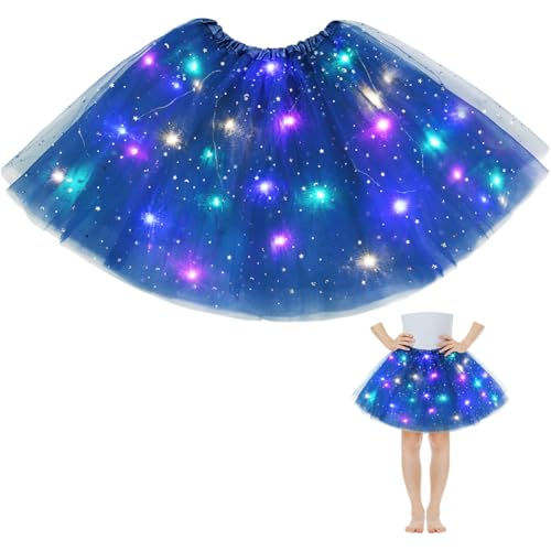 AYBUY Faldas tutú para niñas y niños con luz LED, forro y elasticidad, fiesta de ballet gruesa, disfraz para Halloween, Navidad y carnaval (azul rey)