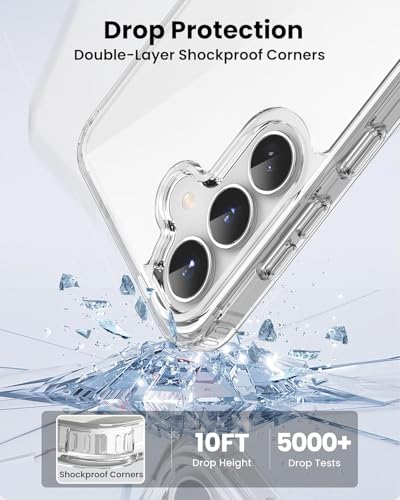 Image of Xmon Designed for Samsung Galaxy S25 Case Clear - [Non-Yellowing] [15FT Military-Grade Drop Protection] - Shockproof, Scratch-Resistant, Slim Transparent Phone Cover Galaxy S25