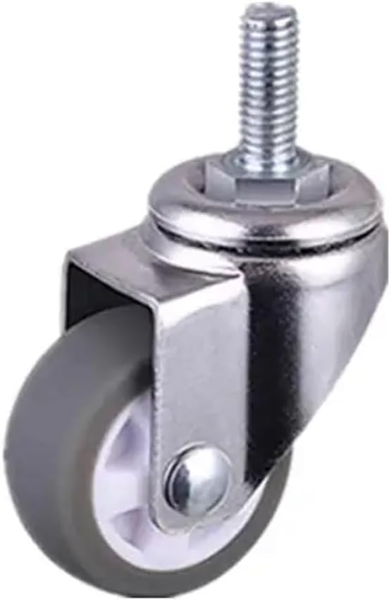 4Pack 1" 2" Lightweight TPE with Brake Mini Universal Screw Pulley Silent Gray Rubber for Furniture Home Chair Wheels Durable & Easy Glide