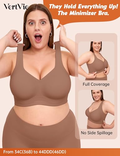 Image of Vertvie Jelly Bras for Women No Underwire Minimizer Support | Plus Size Older Lift, Full Coverage & Smoothing Back, Push Up, Separation & Supportive, Soft Comfy Seamless Wireless Bralette
