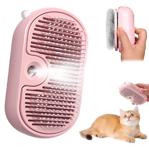 Spazzola a Vapore per Gatti, Spazzola per Gatti con Serbatoio dell'acqua, Antistatica e Districante, Ricaricabile con Pulsante di Rilascio, Adatta per Pelo Lungo e Corto, Cani e Conigli
