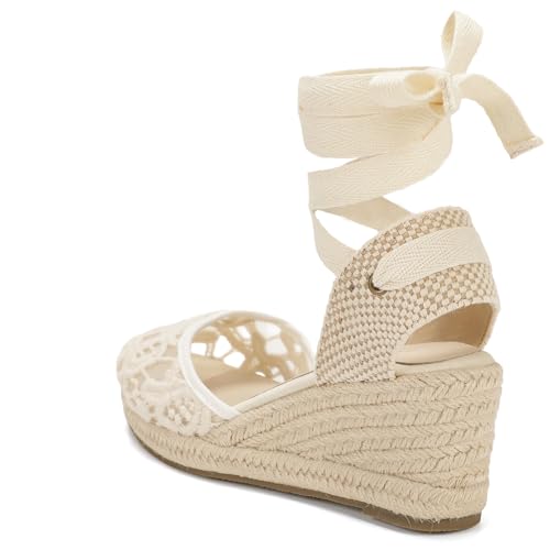 Image of Women's Espadrille Wedge Sandals Closed Toe Lace-Up Shoes