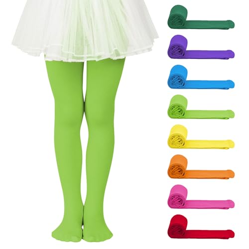 Zando 8 Pairs Halloween Tights Girls - Girls Tights for School Party,Halloween Ultra Soft Colorful Full Leggings 4-14 Years
