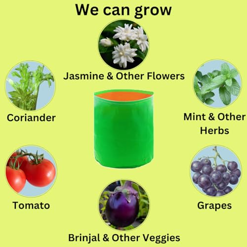 Image of by Bright Enterprises HDPE Grow Bags 12x12 Inch (Set of 5) - Heavy Duty Grow Bags for Terrace & Home Gardening | Plant Bags for Vegetables, Fruits and Plants | Grow Bag Combo Pack