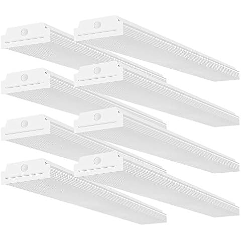 FaithSail 4FT LED Wraparound Garage Shop Lights, 40W 4400lm 4000K Neutral White, 48 Inch LED Wrap Light Flush Mount Linear Office Ceiling Lighting Fixture, 4 Foot Fluorescent Light Replacement, 8 Pack Cover