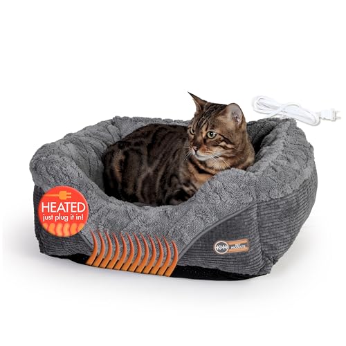 K&H Pet Products Thermo-Pet Lounge Sleeper Indoor Heated Pet Bed for Cats & Dogs, Bolstered Warm...