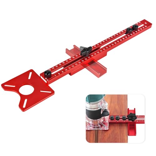 Router Fräsrille Halterung, Einstellbare Oberfräse Zubehör Router Kreisschneidevorrichtung Aluminiumlegierung Nut Halter für Fräser Verstellbare Oberfräsenvorrichtung für Holzbearbeitung