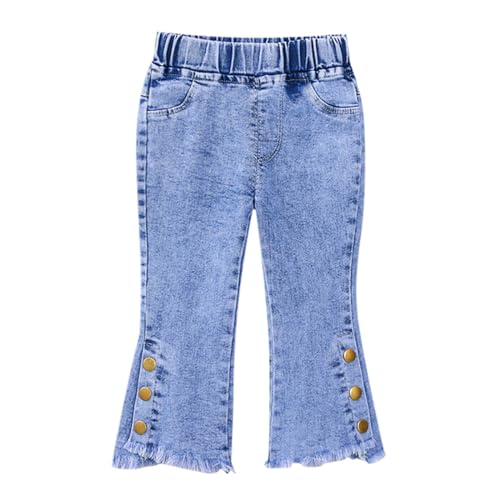 Big Girls Stacked Flare Jeans Cute Lace Up Bow Side Elastic Waist Palazzo Denim Pants Tummy Control Teens Jeans
