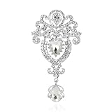 Hopzab Exquisite Vintage Crown Crystal Brooch, Silver Ladies Diamond Palace Design, Party Banquet Corsage Accessory