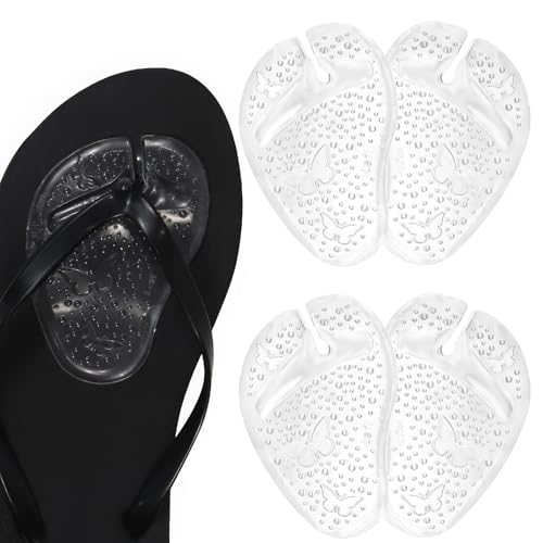 Butterfly Gel Metatarsal Pads for Thong Sandals Flip Flops 2 Pairs Forefoot Cushion Ball of Foot Pads Anti-Slip Pain Relief Inserts for Sandals
