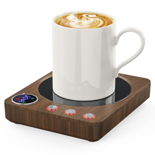 HOMEASY Calentador de Tazas, 30W para Tazas Eléctrico con 3 Configuraciones de Temperatura 4H Apagado Automático para Escritorio Agua Caliente Té Leche Calentador Regalo Marrón