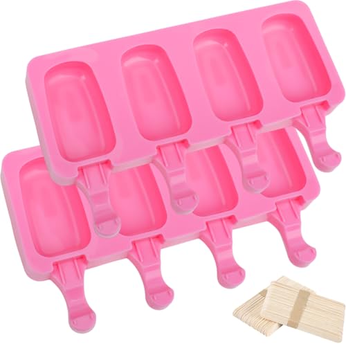 SAYAYA 2 peças de moldes de silicone para picolé, reutilizáveis, gelados, doces, sobremesas, bolos, moldes, faça você mesmo, picolé de gelo, moldes de chocolate para assar bolo, pop com 100 palitos de