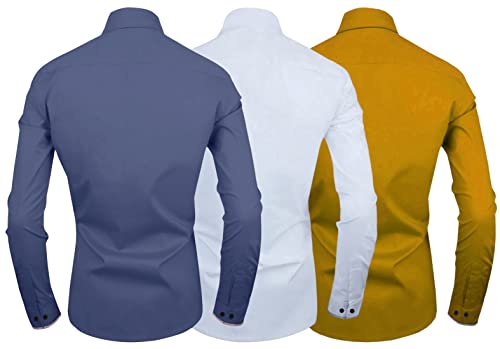 Image of Zombom Men's Combo Regular Fit Cotton Blend Full Sleeve Casual Shirts Pack of 3
