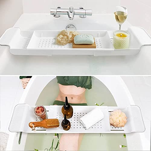 Rangement de baignoire blanc : support télescopique pliant XMING