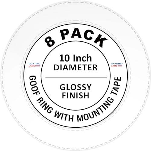 Image of LightLabs Goof Ring Gloss 8 Pack 10 inch Diameter for 10 inch Cans. Inlcudes Mounting Tape to Fix Drywall Damage for Flush Mount Recessed Down Lights. 6.2 inch Inner Diameter Recessed Light Cover Glossy White