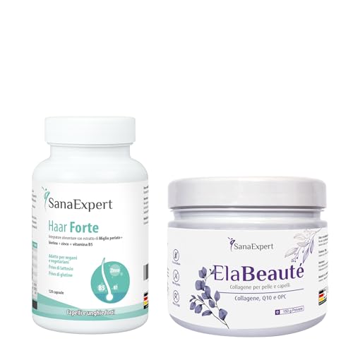 Pack Belleza SanaExpert – Cabello y Piel | Haar Forte + ElaBeauté Colágeno | Biotina, Zinc, Colágeno Verisol®, Q10
