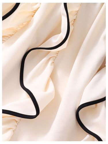 Verdusa Girl's Bow Color Block A Line Dresses Square Neck Long Sleeve Flowy Ruffle Dress3