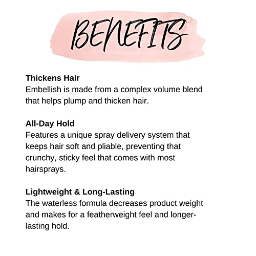 Calista Embellish Finishing Hairspray, Max Hold Volumizing Spray For All Hair Types, 10 Oz (Packaging May Vary) #TOP2