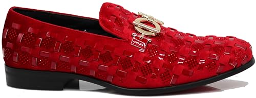 Enzo Romeo UTA Men's Fashion Rhinestone Glitter Buckle Slip On Dress Shoes2