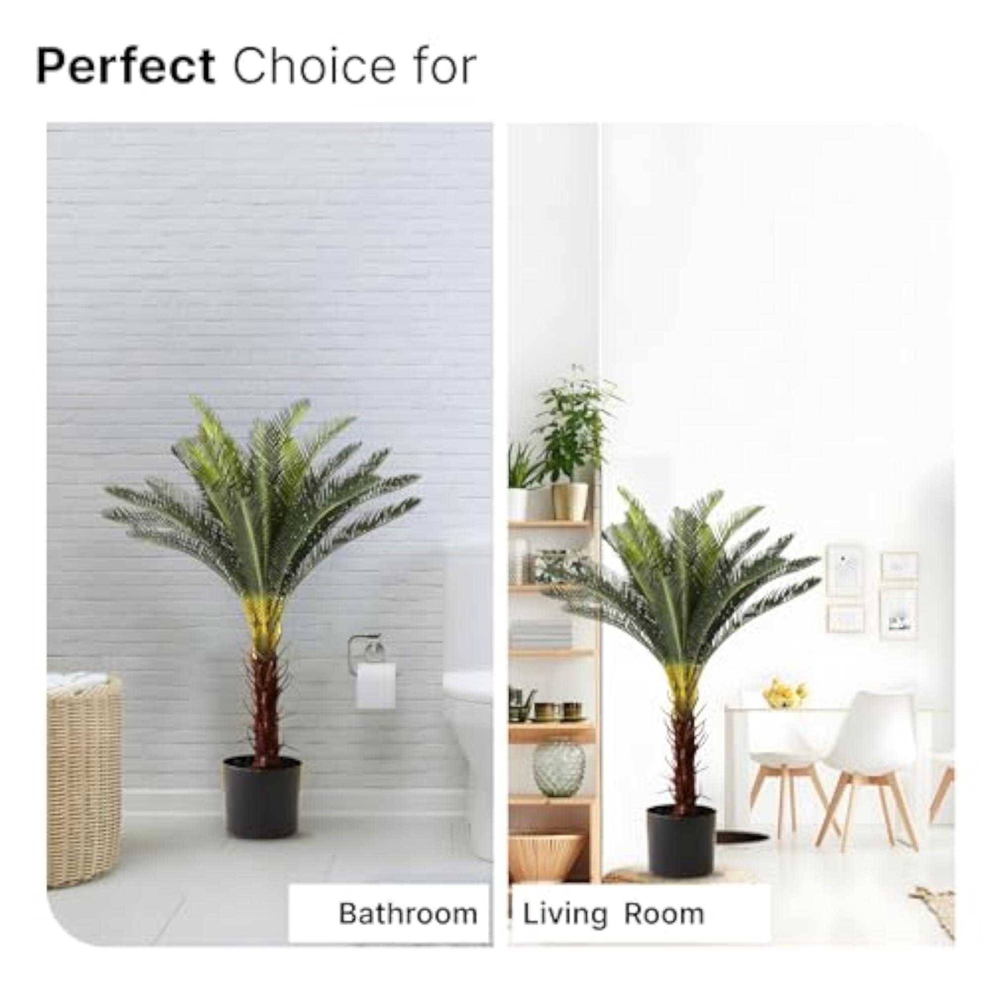 Artificial Plants with Pot, 80cm Tall Green Sago Cycas