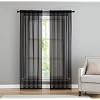 Empire Home Charli Solid Sheer Voile Window Curtain Panels Set of 2 120" Super Long, Black