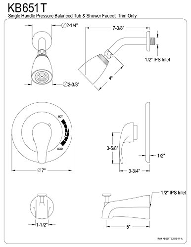 Llave mezcladora Kingston KB651T para bañera y ducha, cromo pulido miniatura 2