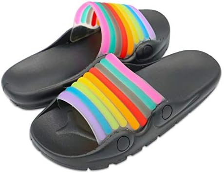 Coddies Rainbow Slides | Flip Flops, Sandals, Slippers, Pool, Beach & Shower Shoes for Men, Women & Kids (8 US Women (39 EU), Black) | Image 5