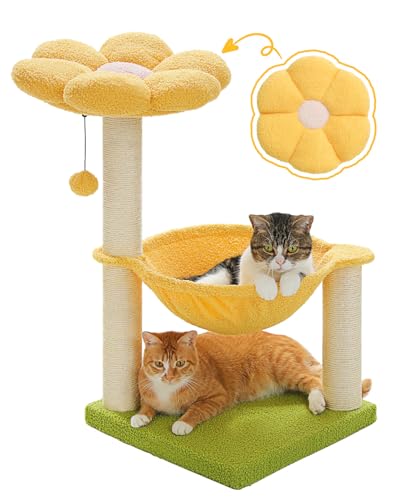 Árbol para Gatos MUTTROS 28" con Hamaca y Rascador Amarillo miniatura 1