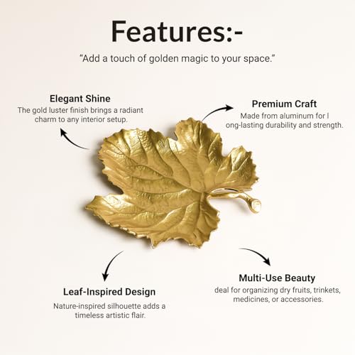 Image of MARKET 99 Embossed Golden Platter for Home Decor | Glossy Aluminium Decorative Tray for Dining & Center Table | Elegant Dish for Diwali Decor, Festive Styling & Designer Display