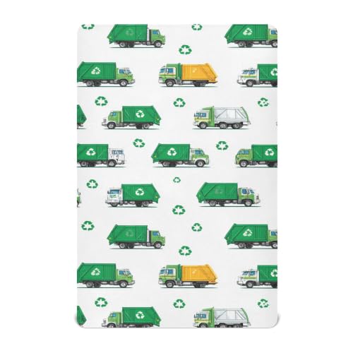 Image of Recycling Garbage Trucks Crib Sheets Soft Breathable Fitted Baby Crib Sheets Mattress Cover for Girls Boys, 52 inch x 28 inch x 9 inch