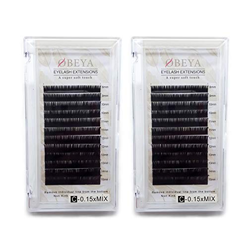 2 plateaux C Curl Extensions de Cils .15 Epaisseur 8-15mm Plateau Mixte Individuel Faux Vison Naturel Cils Extensions de Cils Doux Salon Utilisation Parfaite par OBEYA Cover