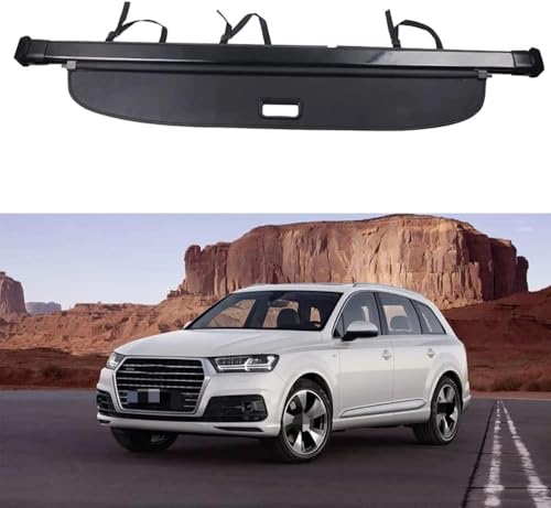 WEIQQI pour Audi Q7 2016-2022 Cache-Bagages, Housse Colis Cargo Couverture De Cargaison Étagère Arrière Rétractable De Coffre