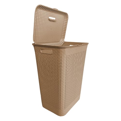 Cesto De Roupa Suja 72 Litros Resistente Lavanderia Com Tampa Org...