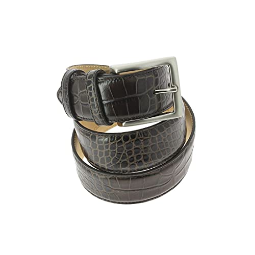 Robert Charles. Ceinture aspect reptile. Lézard, Cuir. Marron Foncé - Uni - FABRIQUE EN ITALIE. XL : 100-107cm