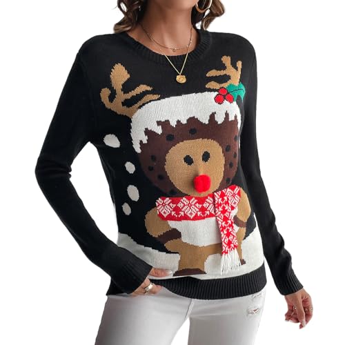 IFFEI Weihnachtspullover Damen Lustige Ugly Christmas Sweater Novelty...