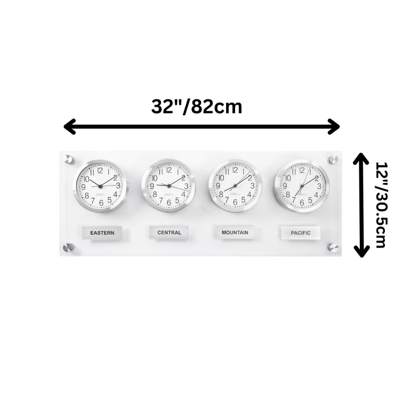 B.B.HORAIRE Time Zone Clock - Elegant Modern Mondial Wall Clock - Silent Non Ticking - Quartz Analog Battery Operated - Multiple City/Country/Region/World Clock - Easy Install - 32 Inch x 12 Inch - Image 8