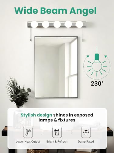 Image of TJOY G25 LED Globe Light Bulbs, Vanity Bulb for Bathroom 40W Equivalent | 4000K Natural White E26 Base, Round Decorative Bulb for Vanity Makeup Mirror, CRI85+, 450LM, Non-Dimmable, UL, 4 Pack