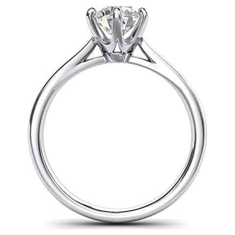 Sterling Silver 2.0 CT Classic 6-Prong Solitaire Genuine Moissanite Engagement Ring Promise Bridal Wedding Ring (7.5) Cover