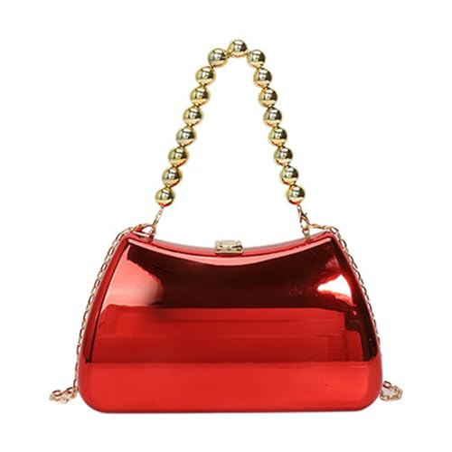 Qusinfc Bolso de noche de moda con cadena extraíble, elegante bolso de mano acrílico para bodas, fiestas, elegante bolso de hombro acrílico, Red