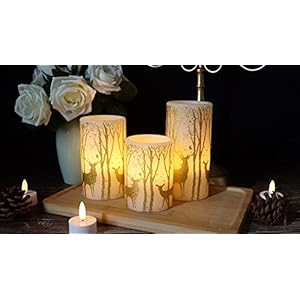 GenSwin Flickering Flameless Candles Battery Operated with 6 Hours Timer, Real Wax Led Pillar Candles Deer Decal Warm Light, Pack of 3 Christmas Home Decor GenSwin Flickering Flameless Candles Battery Operated with 6 Hours Timer Real Wax Led Pillar Candles Deer Decal Warm Light Pack of 3 Christmas Home Decor