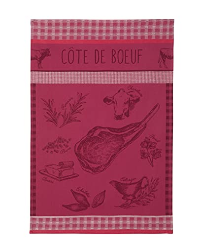 Coucke Cotton Tea Towel, Savoury Delights, (Cote de Beeuf), Red, 50x75