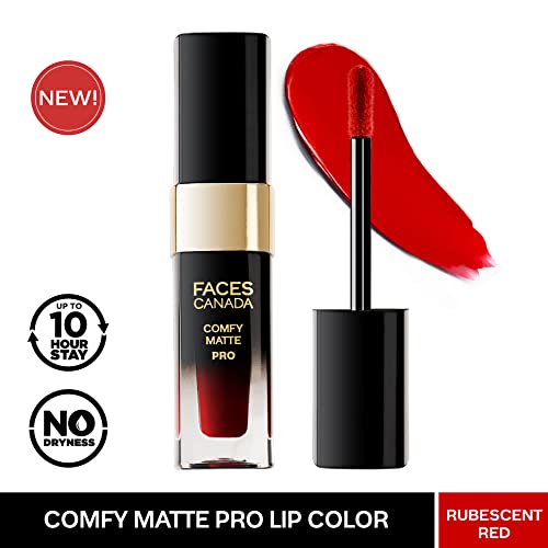 Image of FACESCANADA Comfy Matte Pro Liquid Lipstick - Rubescent Red 04, 5.5 ml | 10HR Longstay | Intense Color | Macadamia Oil & Olive Butter Infused | Lightweight Super Smooth | No Dryness | No Alcohol