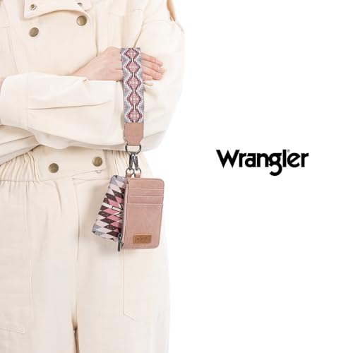 Image of Wrangler Aztec Keychain Wristlet Wallets for Women Western Dual Pouch Wristlet Credit Card Holder Wallet with Zipper Pocket WG2213-W0051DPK