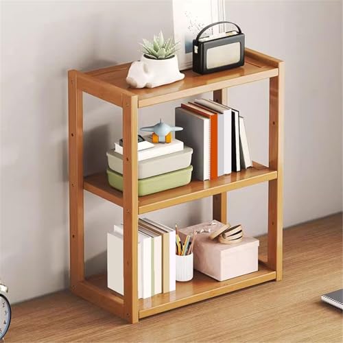 Estantería pequeña de escritorio mueble de bambú de 3 niveles para hogar 6