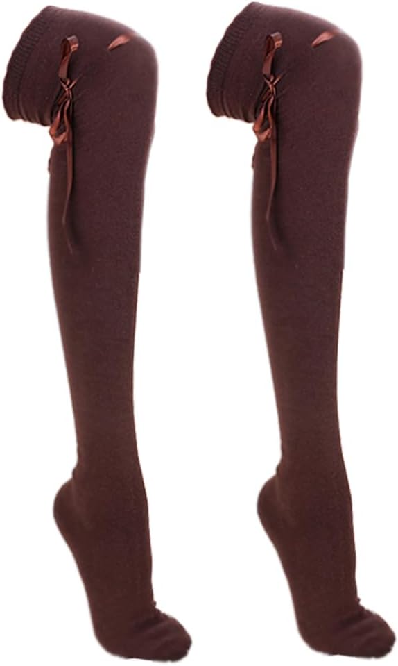 Women's Thigh High Socks Lolita Gothic Over Knee Stocking Lace Up Thigh Stockings for Girls PTK12N