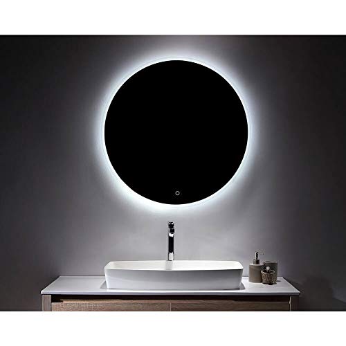 LIRROR 24" LED Lighted Round Mirror Wall Mounted with High Lumen CRI>90 +