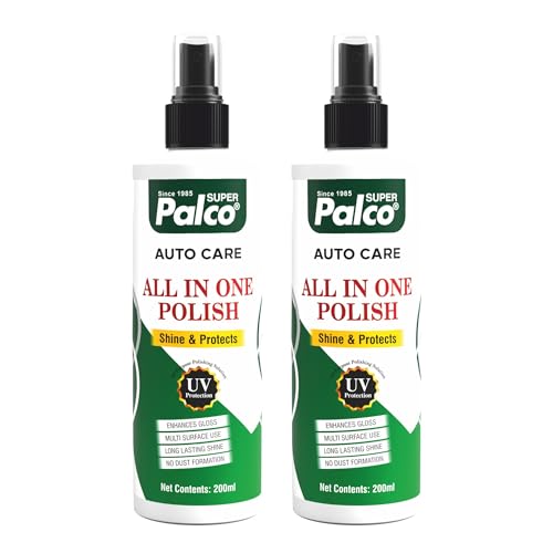 Image of PALCO All in One Polish 200ml (Pack of 2) | Car Interior & Bike Polish Spray | Dashboard, Leather, Plastic, Vinyl & Surface Cleaner | UV Protection