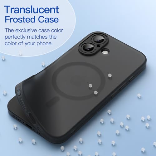 Image of JETech Magnetic Matte Case for iPhone 17, Black | Compatible with MagSafe, Translucent Frosted Soft TPU Cover, Anti-Yellowing, Anti-Fingerprint, Shockproof